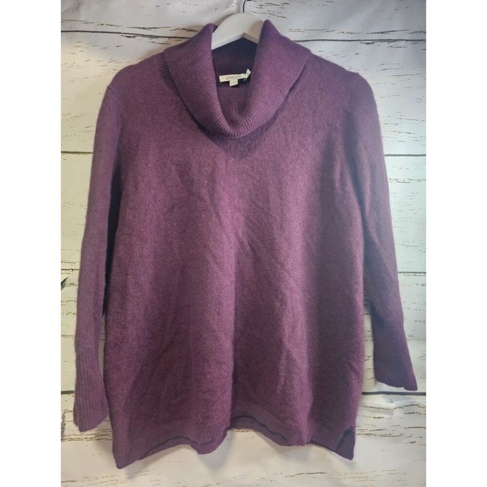 Chico’s 100% Cashmere Purple Cowl Neck Sweater XL